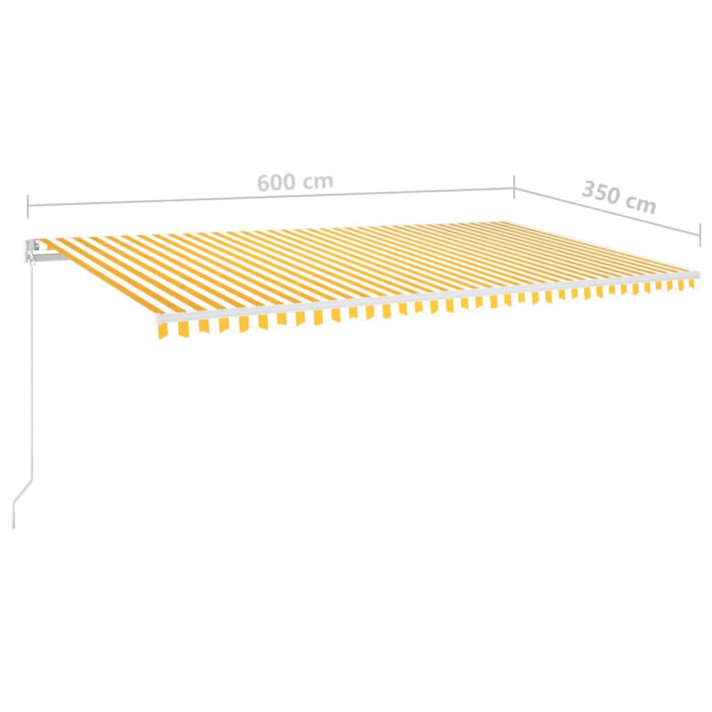 Markise Manuell Einziehbar mit LED 300x250 cm Blau und Weiß