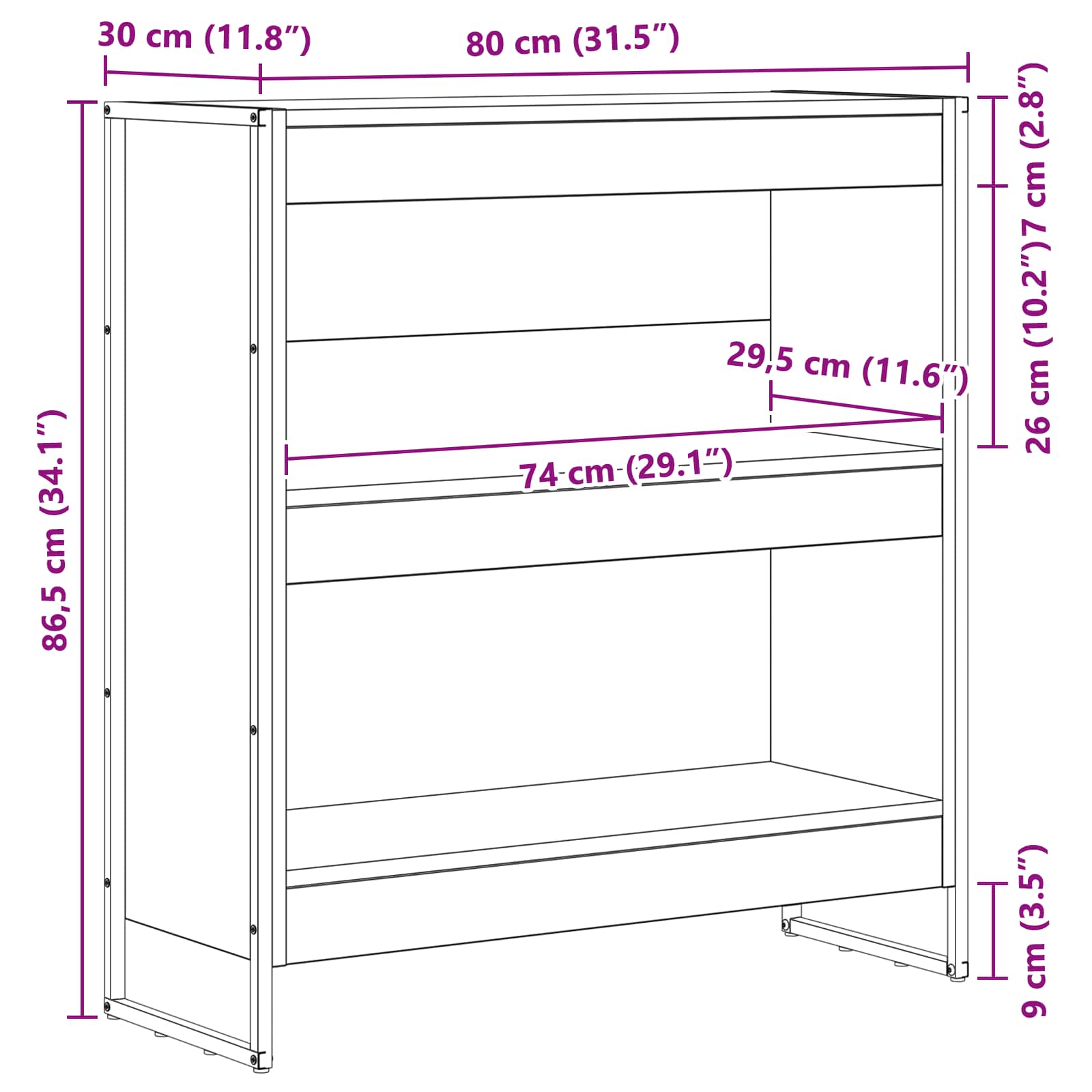 Bücherregal 2 pcs Schwarz Eichen-Optik 60 x 30 x 189,5 cm