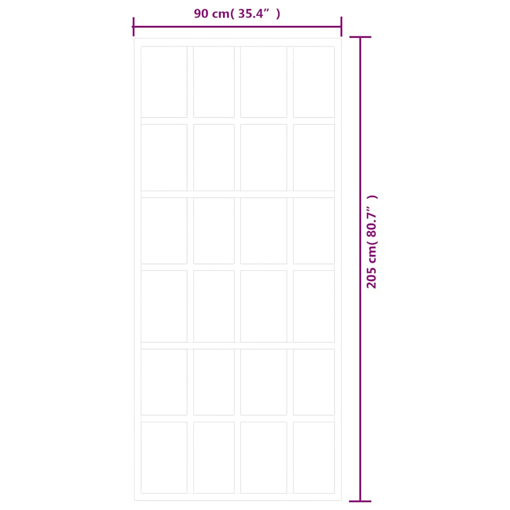 Schiebetür 3-teilig ESG-Glas und Aluminium 76x205 cm Schwarz