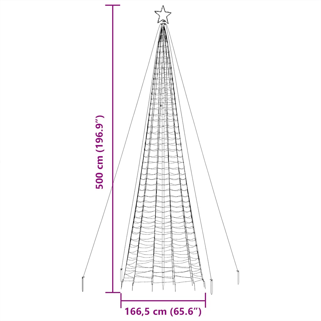 LED-Weihnachtsbaum mit Erdspießen 220 LEDs Warmweiß 180 cm
