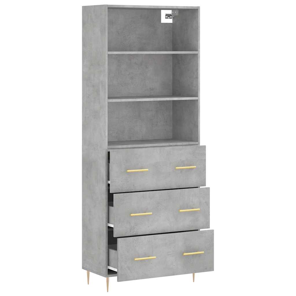 Highboard Hochglanz-Weiß 69,5x34x180 cm Holzwerkstoff