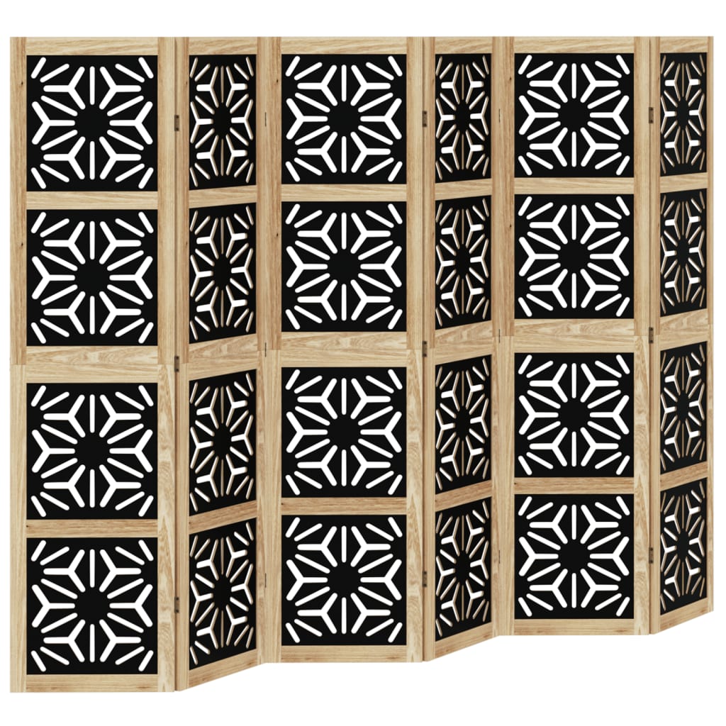 3-tlg. Raumteiler Braun und Schwarz Massivholz Paulownia