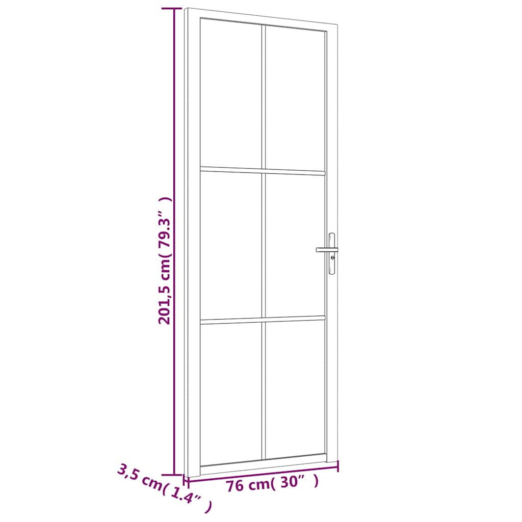 Innentür ESG Glas und Aluminium 76x201,5 cm Schwarz