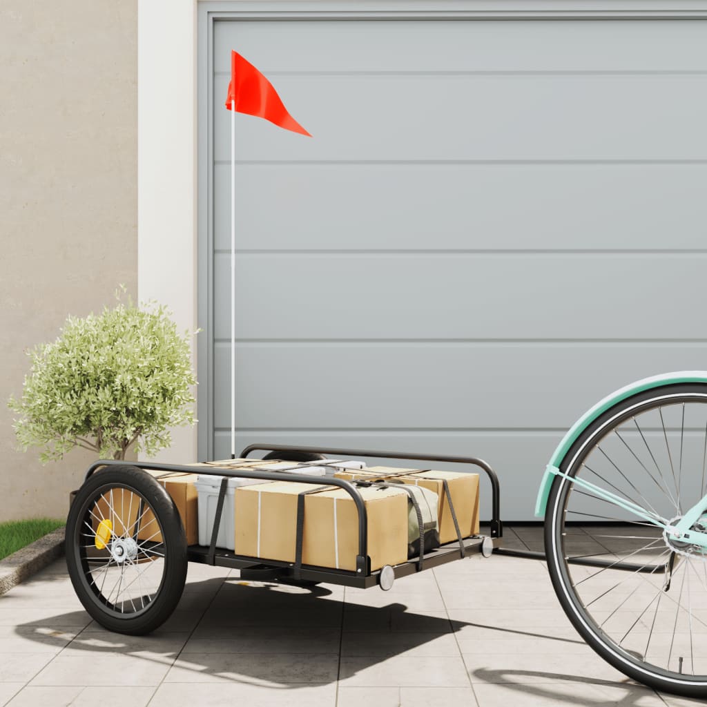 Fahrradanhänger Schwarz 122x53x31 cm Eisen