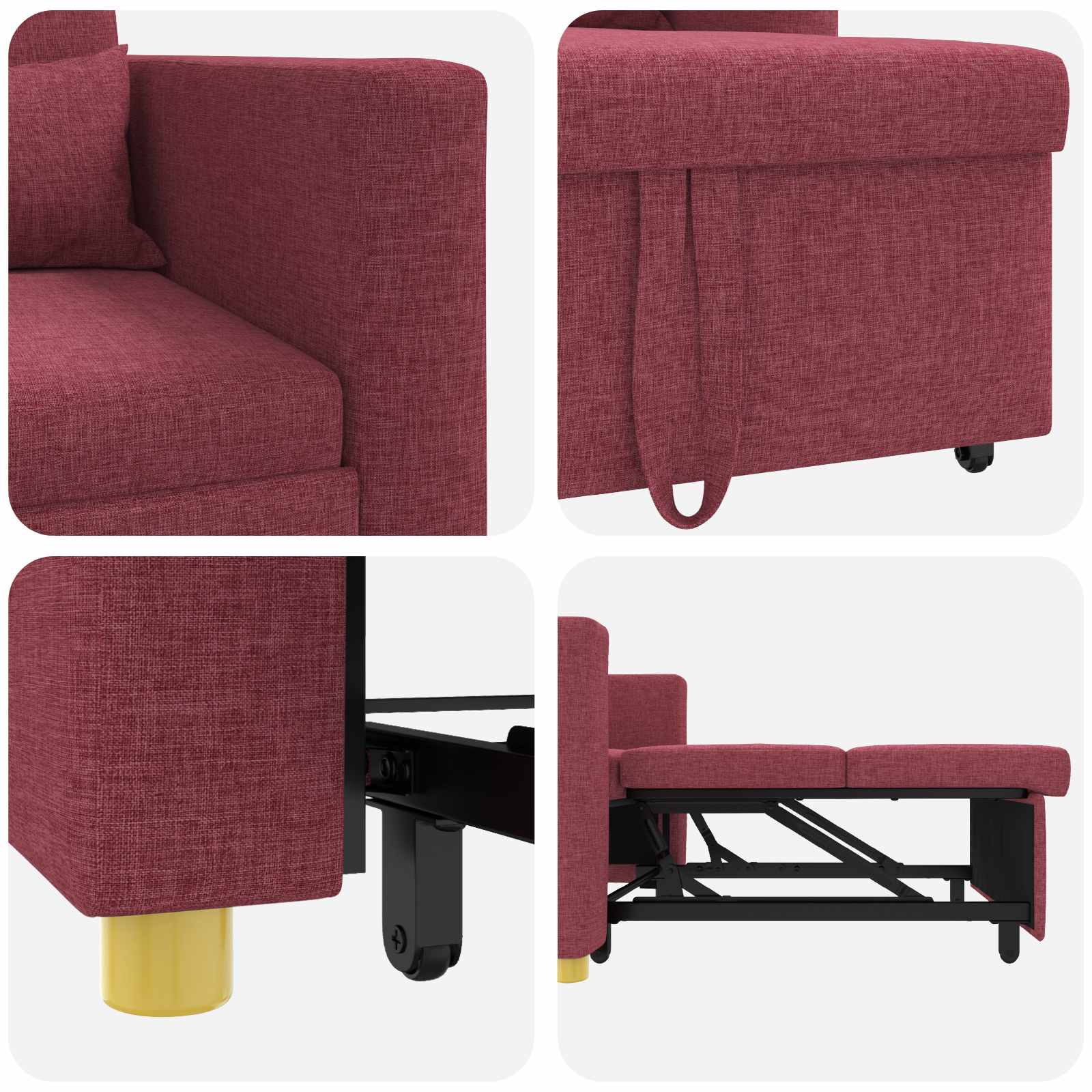 Ausziehbare Schlafcouch Einzel Hellgrau 90 x 165 x 87 cm Stoff