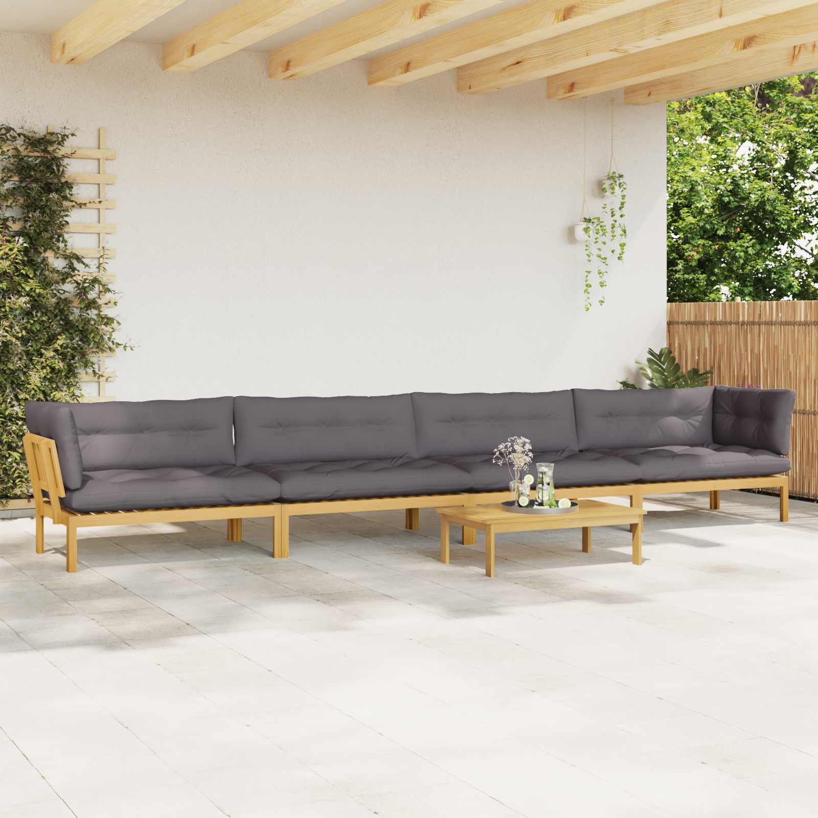 3-tlg. Garten-Sofagarnitur aus Paletten Massivholz Akazie