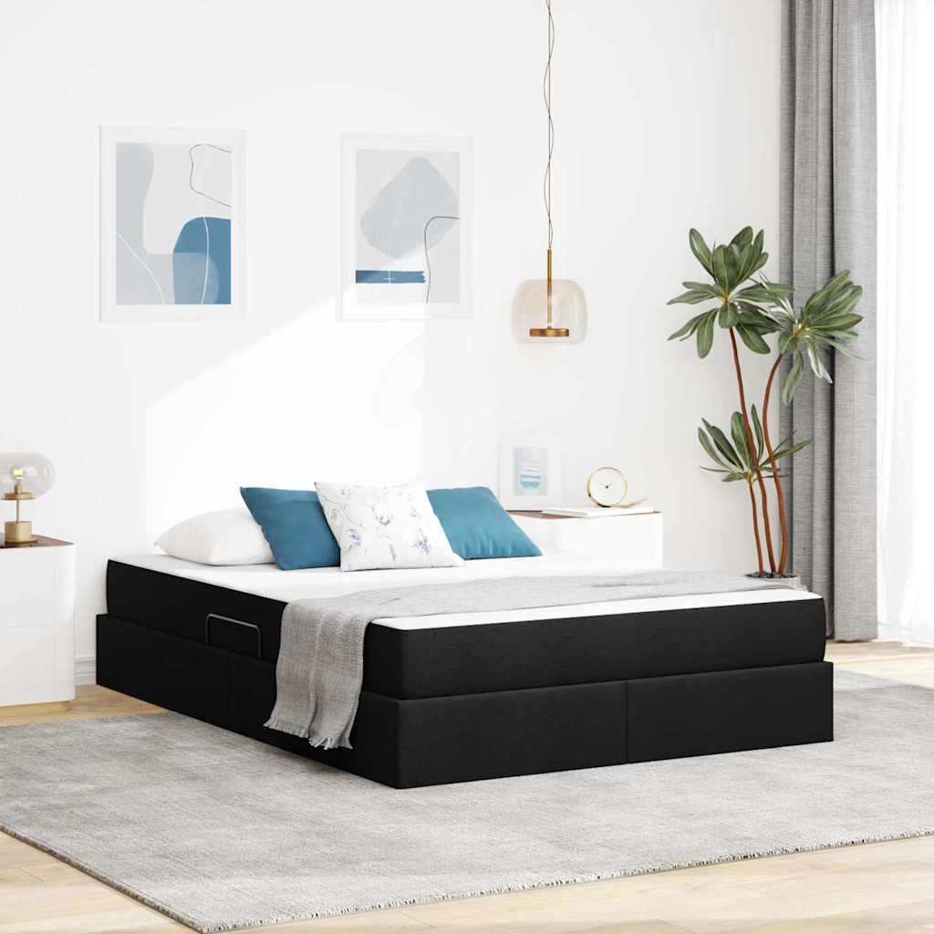 Aufbewahrungsbett mit Matratze Hellgrau 90 x 190 cm Polyester