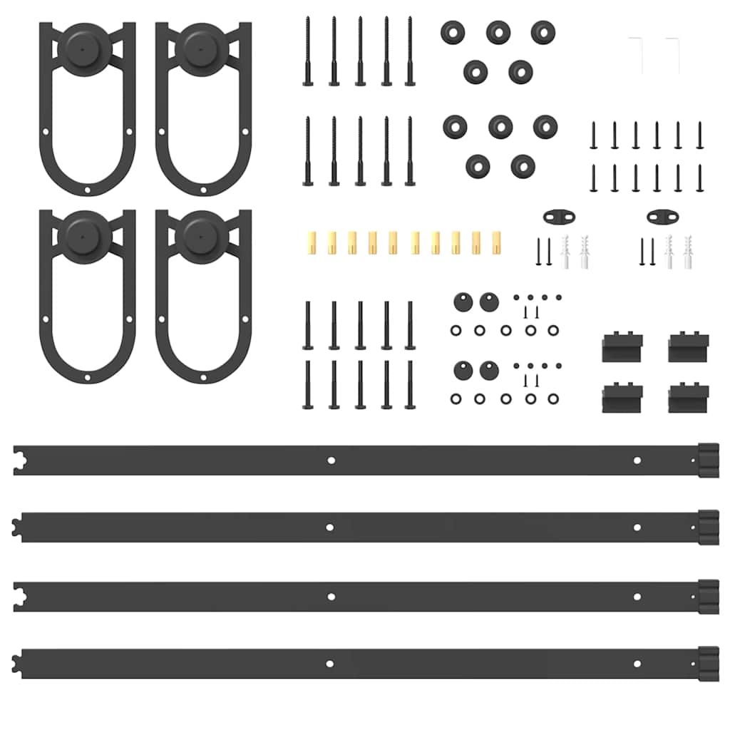 Schiebetürbeschlag-Set 366 cm Stahl Schwarz