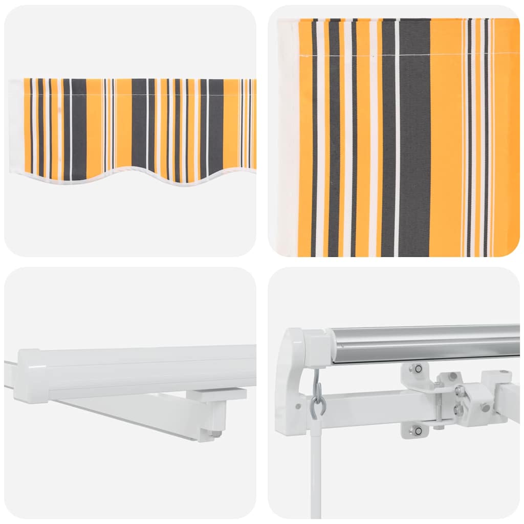 Markise Manuell Einziehbar mit LED 300x250 cm Blau und Weiß