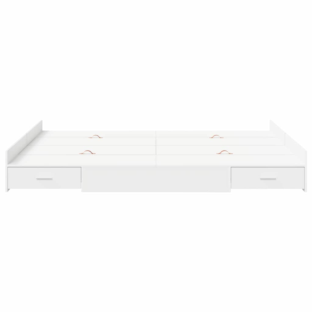 Aufbewahrungsbettgestell Weiß 200 x 200 cm Holzwerkstoff