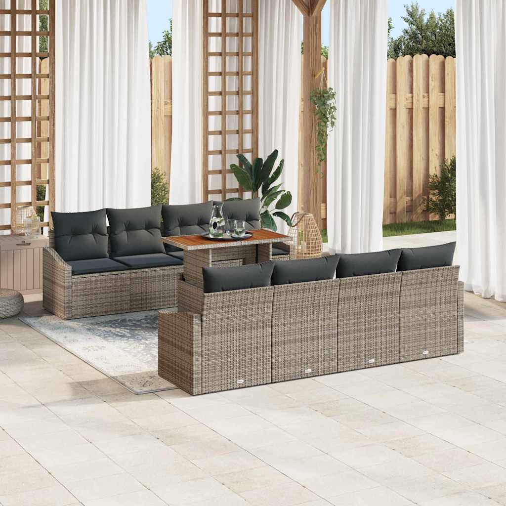 Garten Essgruppe mit Kissen 9 pcs Schwarz und Creme