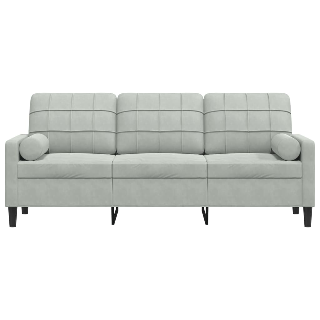2-Sitzer-Sofa mit Zierkissen Hellgrau 120 cm Samt