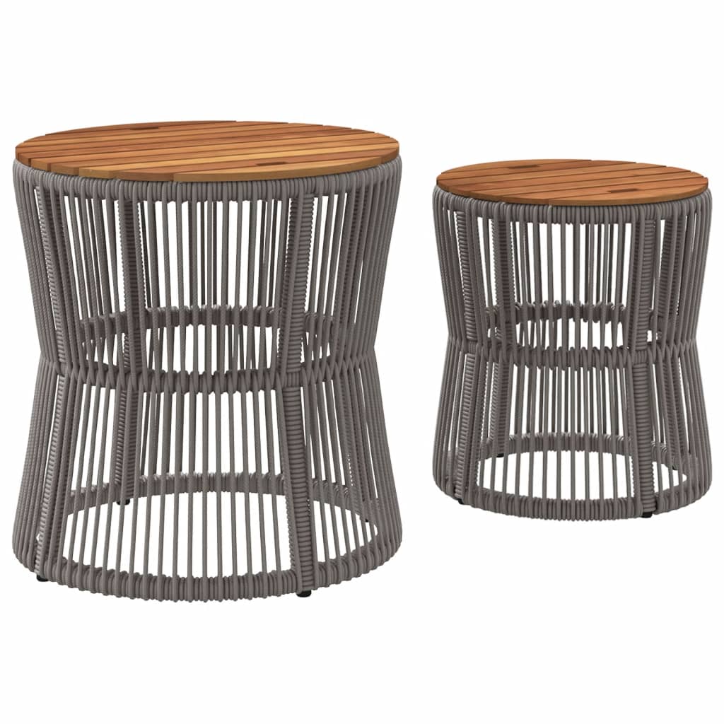 Garten-Beistelltische 2 Stk. mit Holzplatte Schwarz Poly Rattan