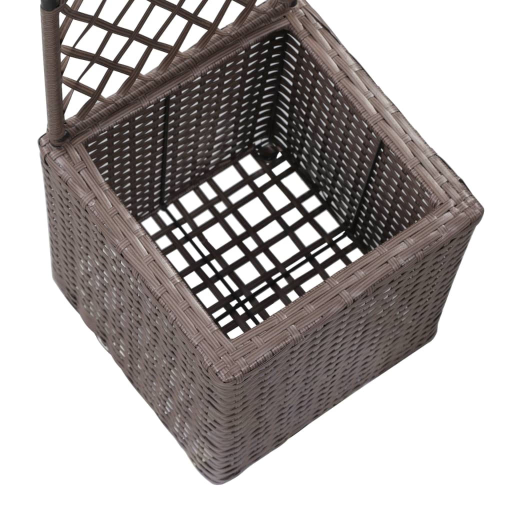 Hochbeet mit Rankgitter 1 Topf 30x30x107cm Poly Rattan Schwarz