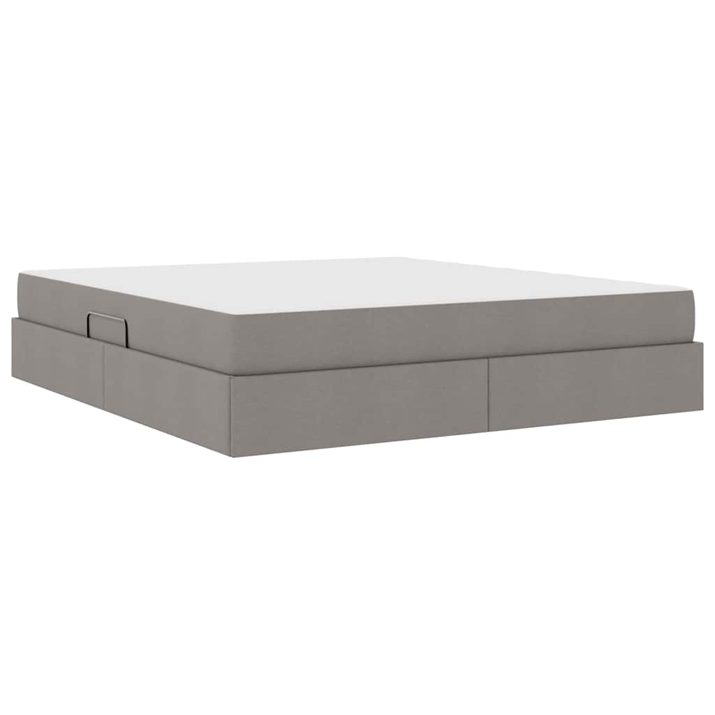 Aufbewahrungsbett mit Matratze Hellgrau 90 x 190 cm Polyester