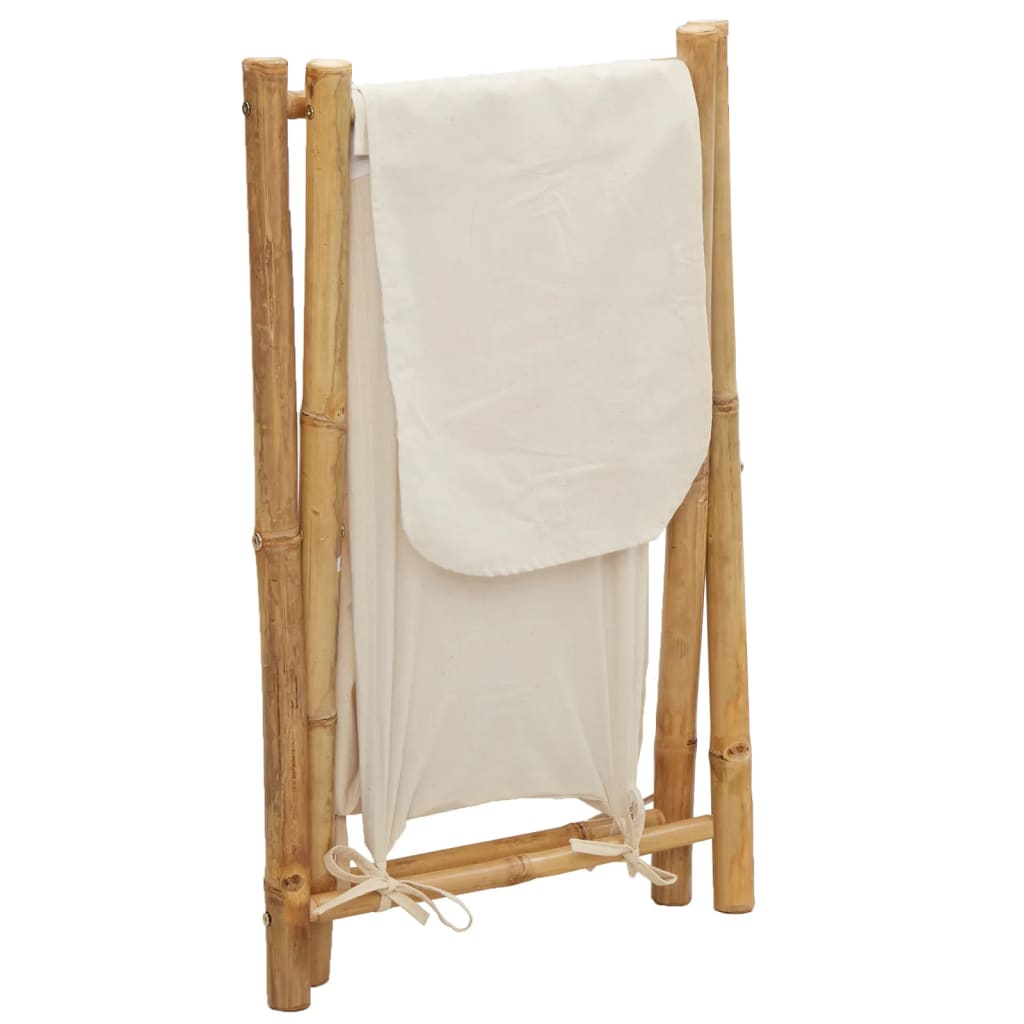 Wäschekorb Cremeweiß 41,5x36x63,5 cm Bambus