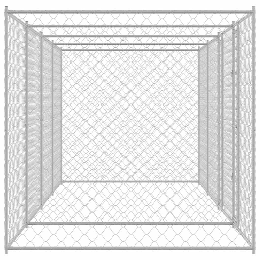 Hundezwinger mit Tür Grau 2x2x1,5 m Verzinkter Stahl