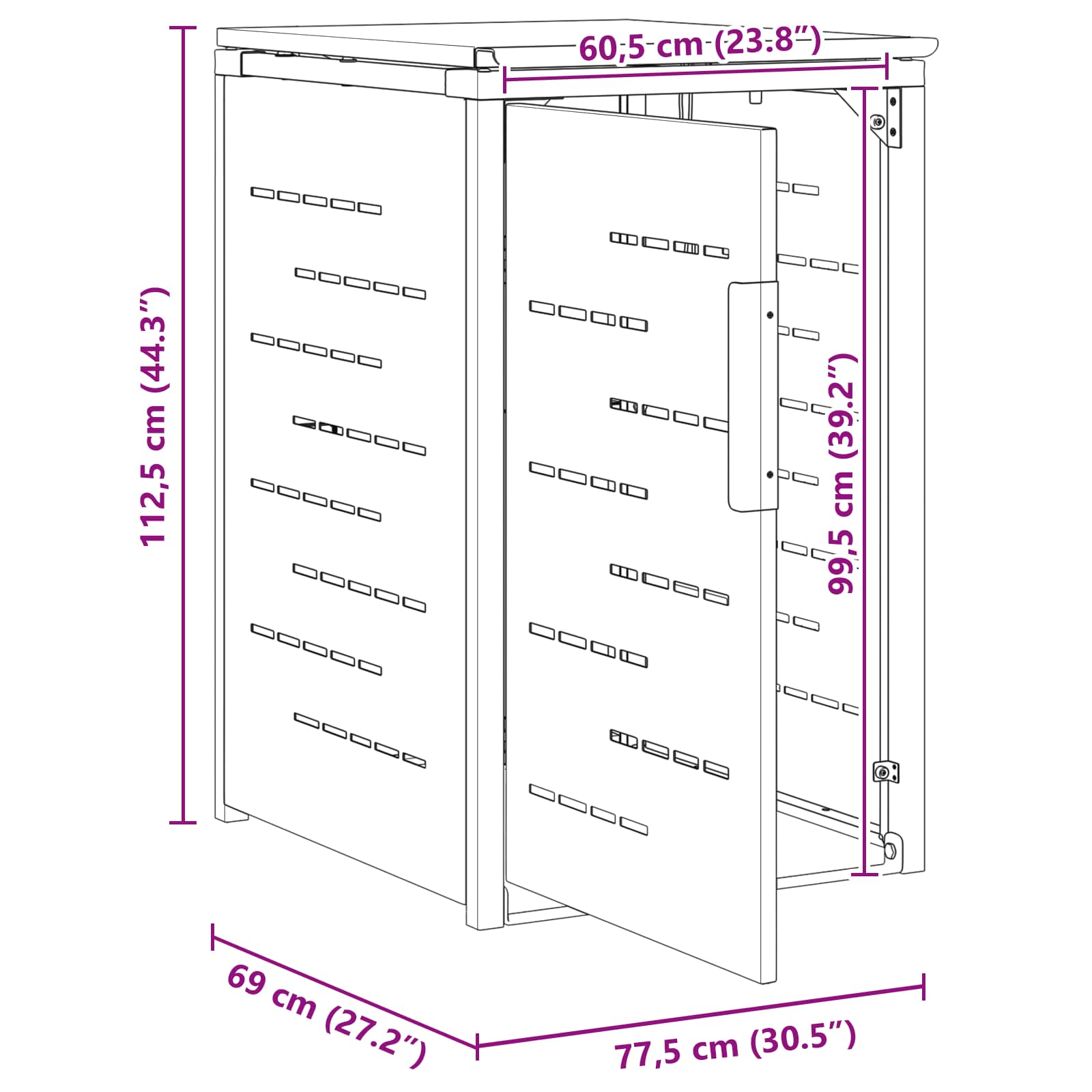 Mülltonnenbox for 2 Bins 240L Edelstahl Schwarz