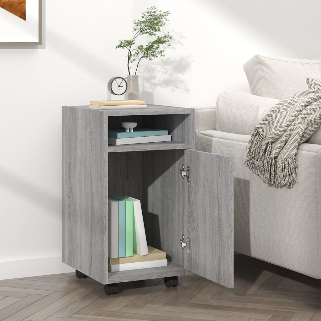 Beistellschrank mit Rollen Weiß 33x38x60 cm Holzwerkstoff