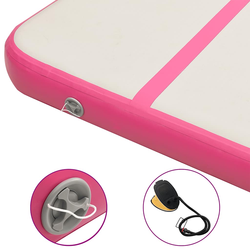 Aufblasbare Gymnastikmatte mit Pumpe 300×100×10 cm PVC Rosa