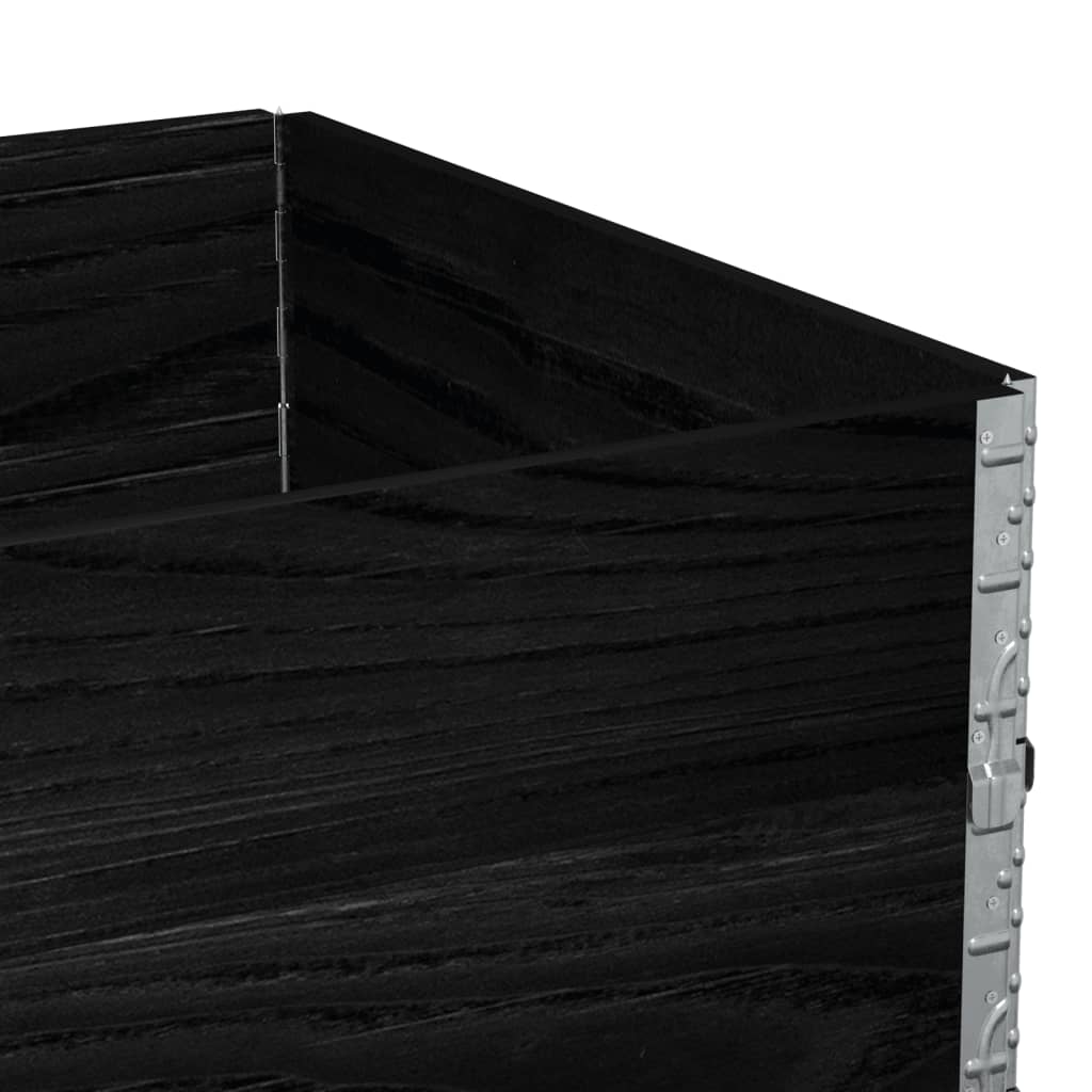 Paletten-Aufsatzrahmen Schwarz 80x60 cm Massivholz Kiefer