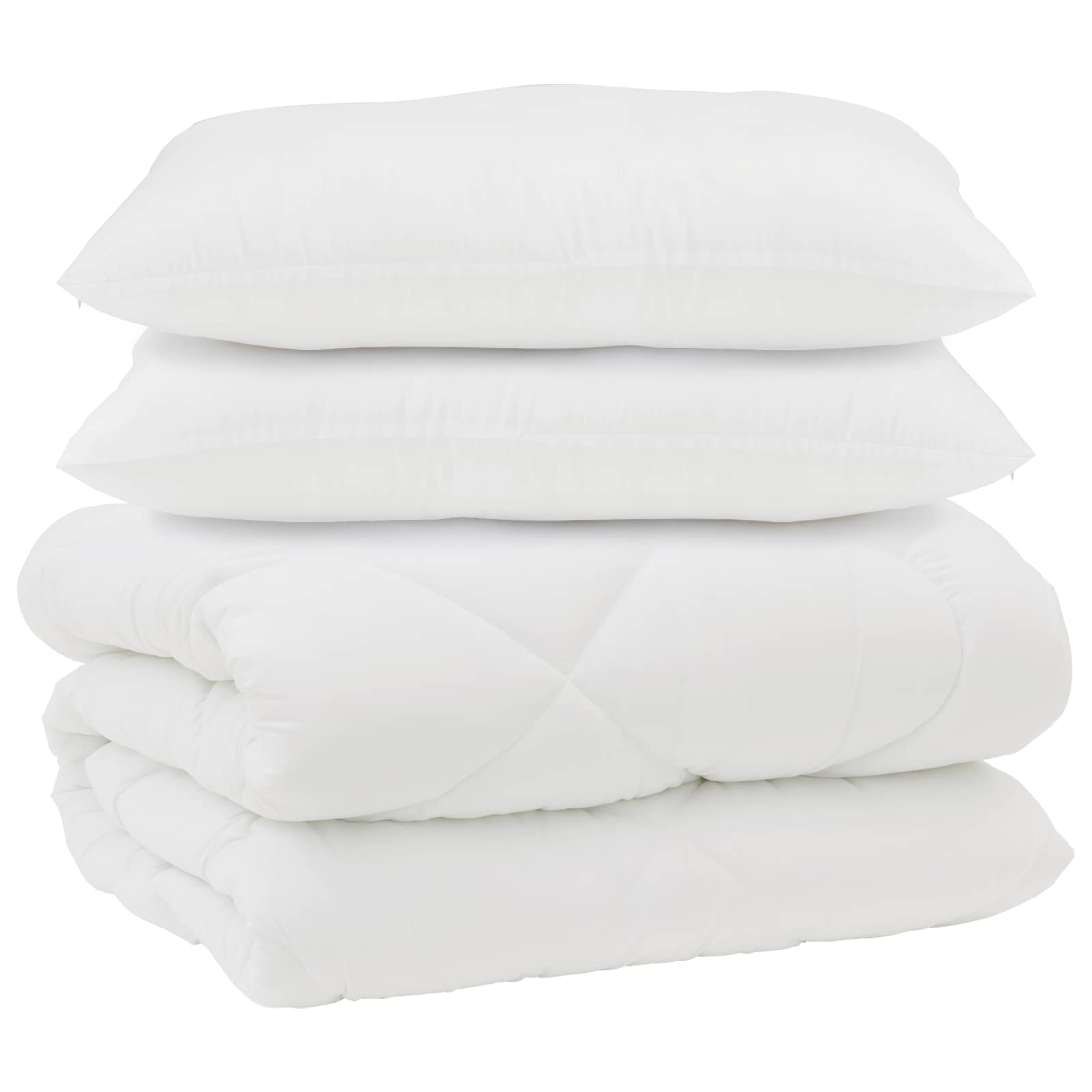 Decke mit Kissen 3 pcs Weiß Mikrofaser und Daunenfedern