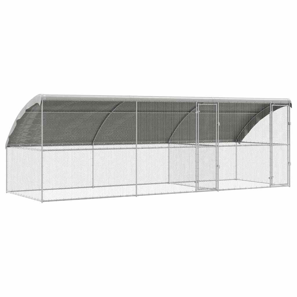 Hühnerkäfig 2 pcs Silber 400 x 200 x 200 cm Verzinkter Stahl