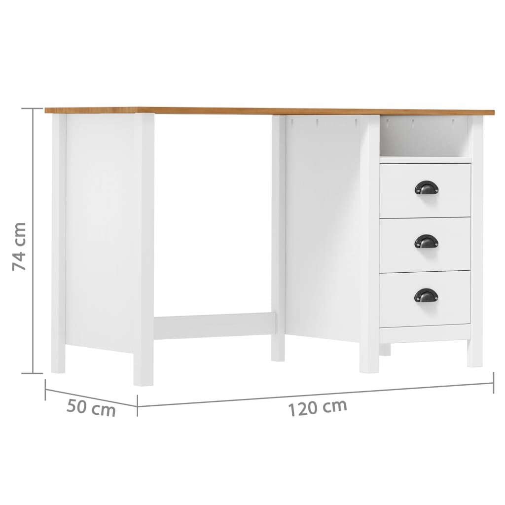 Schreibtisch Hill mit 3 Schubladen 120×50×74 cm Kiefernholz