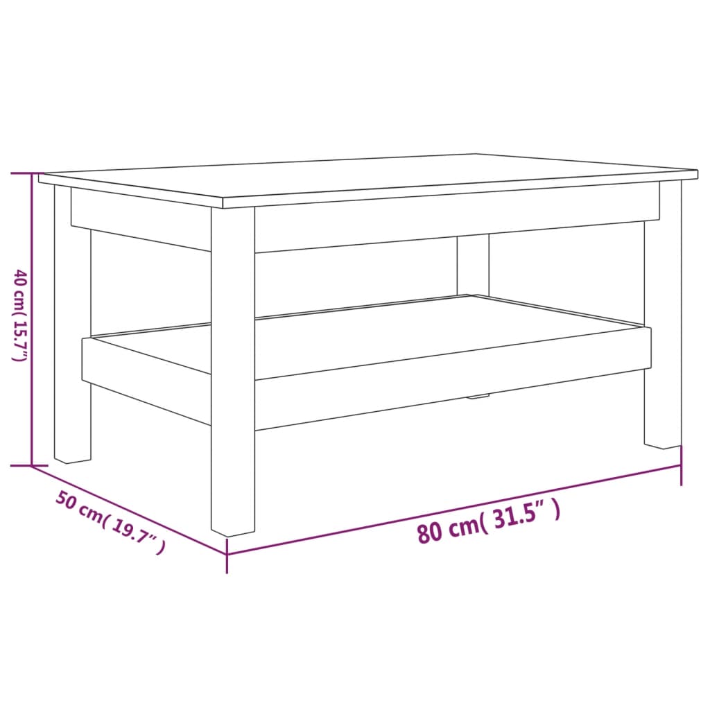 Couchtisch 45 x 45 x 40 cm Massivholz Kiefer