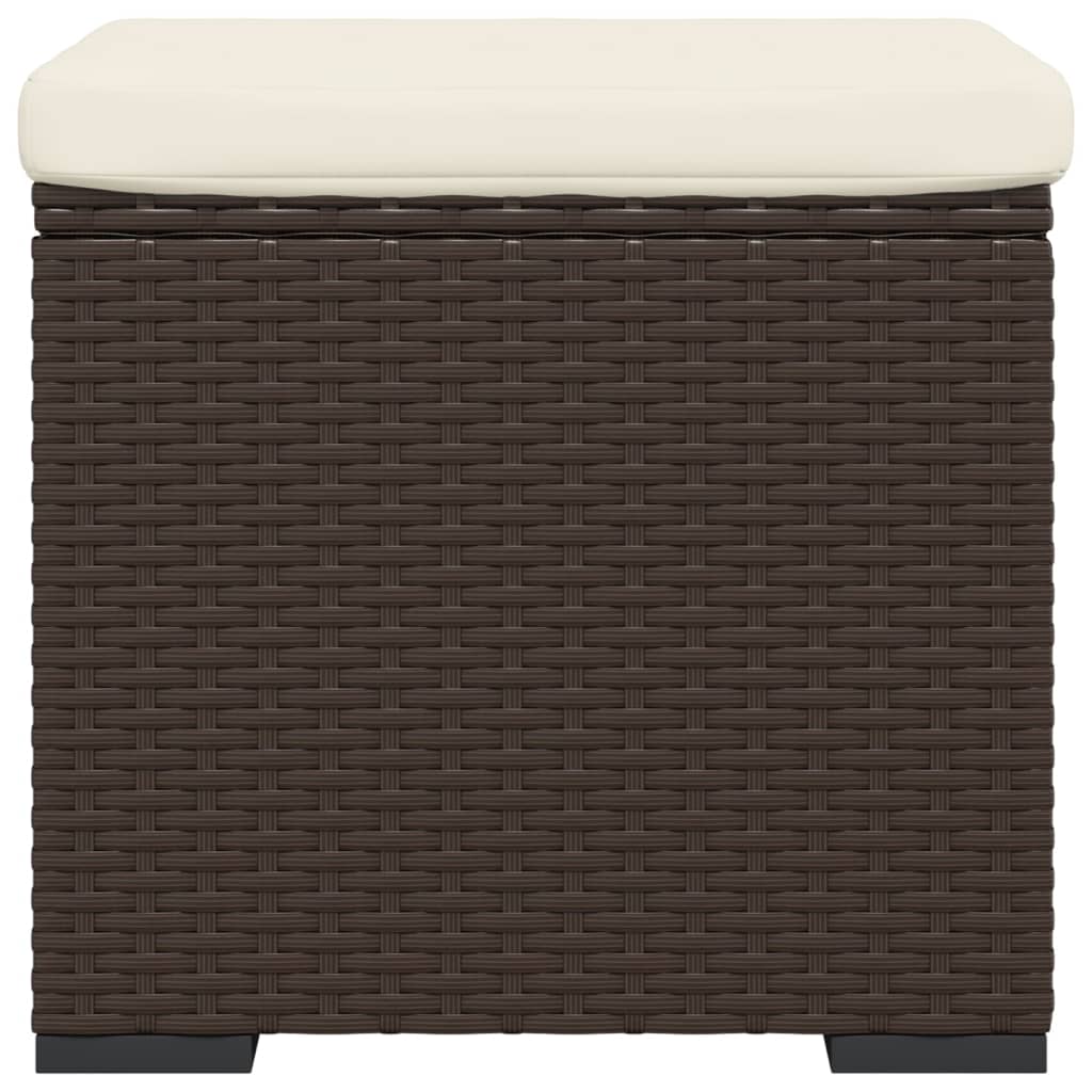 Hocker mit Kissen Schwarz 40x30x40 cm Poly Rattan