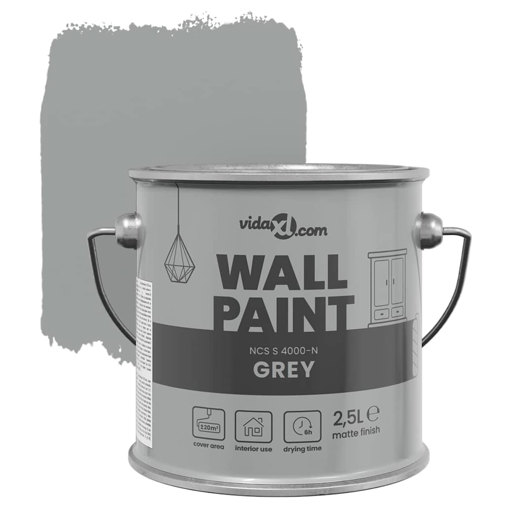 Wandfarbe Grau 2,5 L Wanddruck