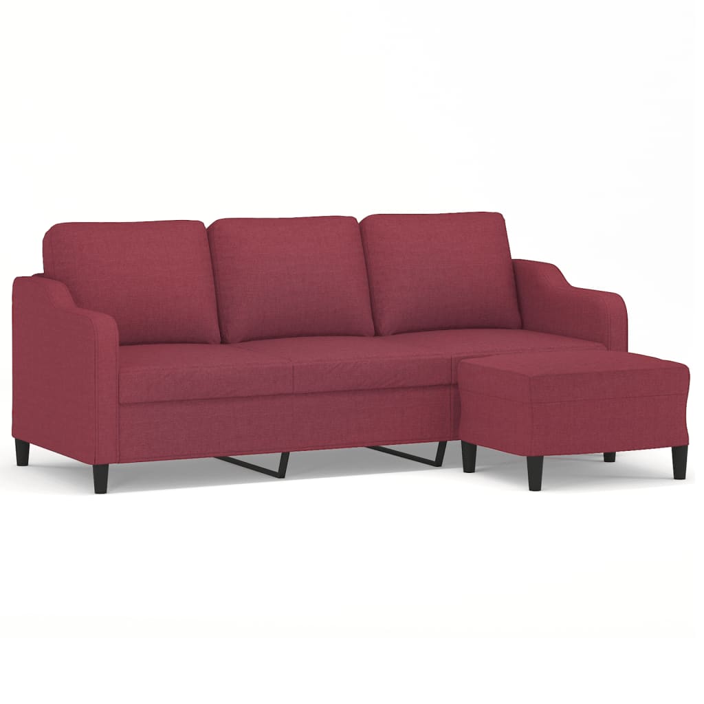 3-Sitzer-Sofa mit Hocker Braun 180 cm Stoff
