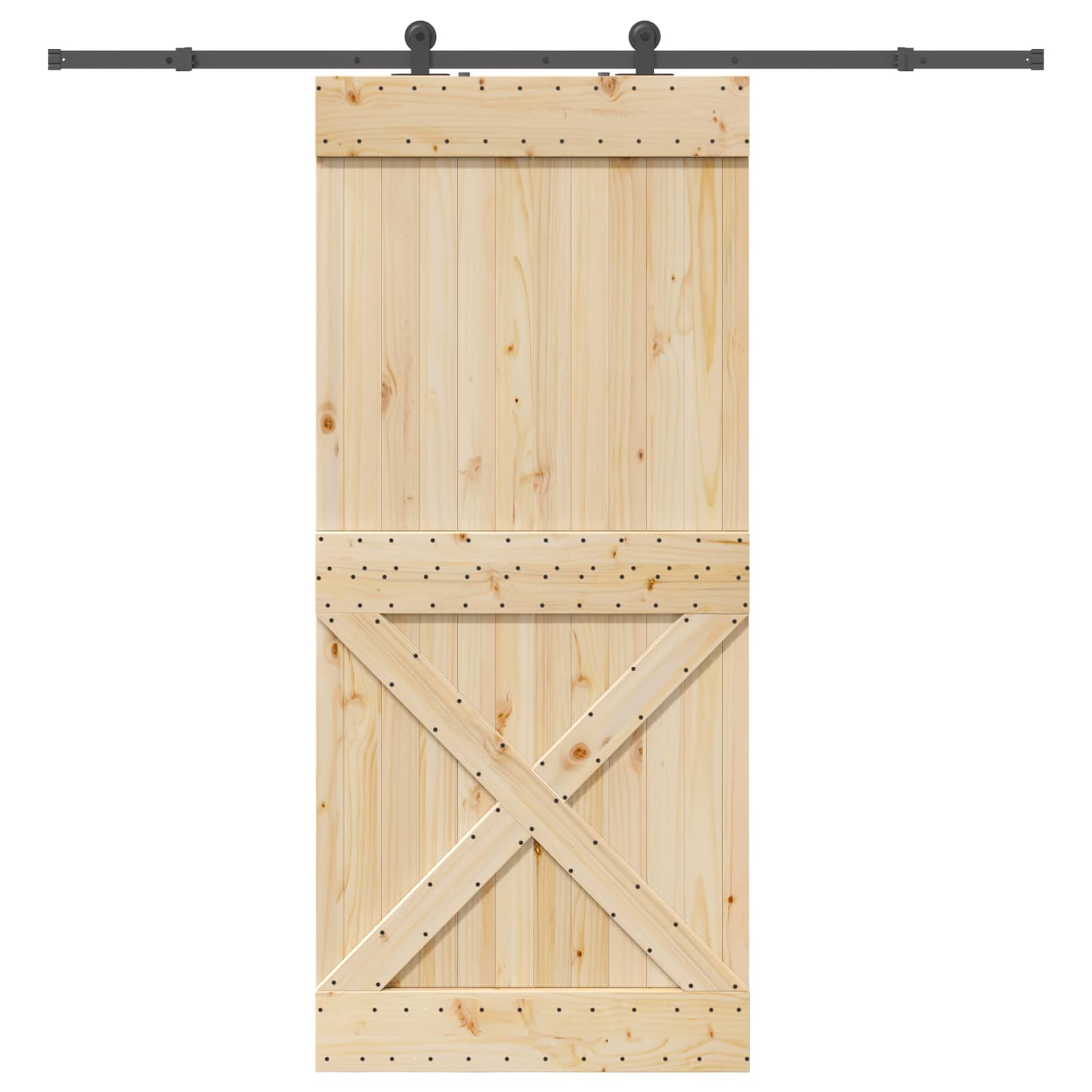 Schiebetür NARVIK Natürlich und Schwarz 70 x 210 cm (213,5 cm)