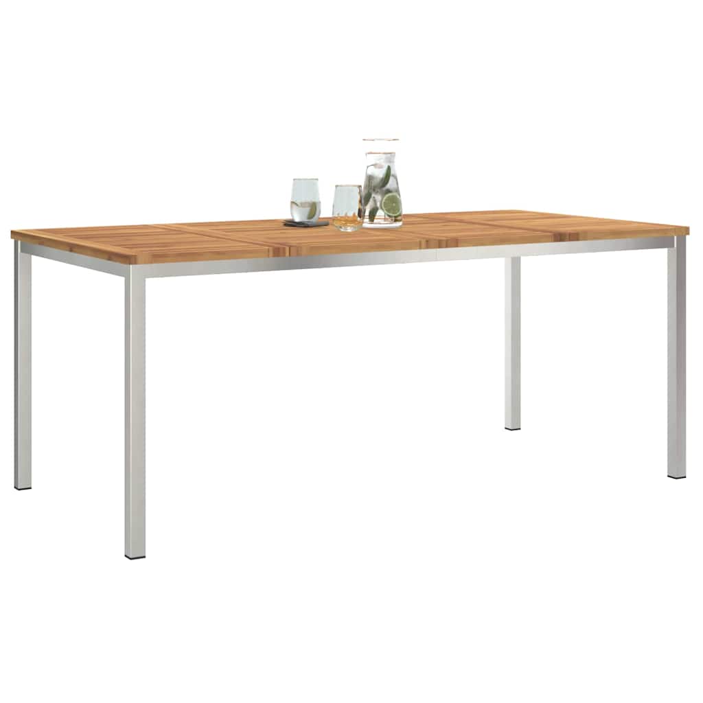 Esstisch 90x90x75 cm Massives Akazienholz und Edelstahl