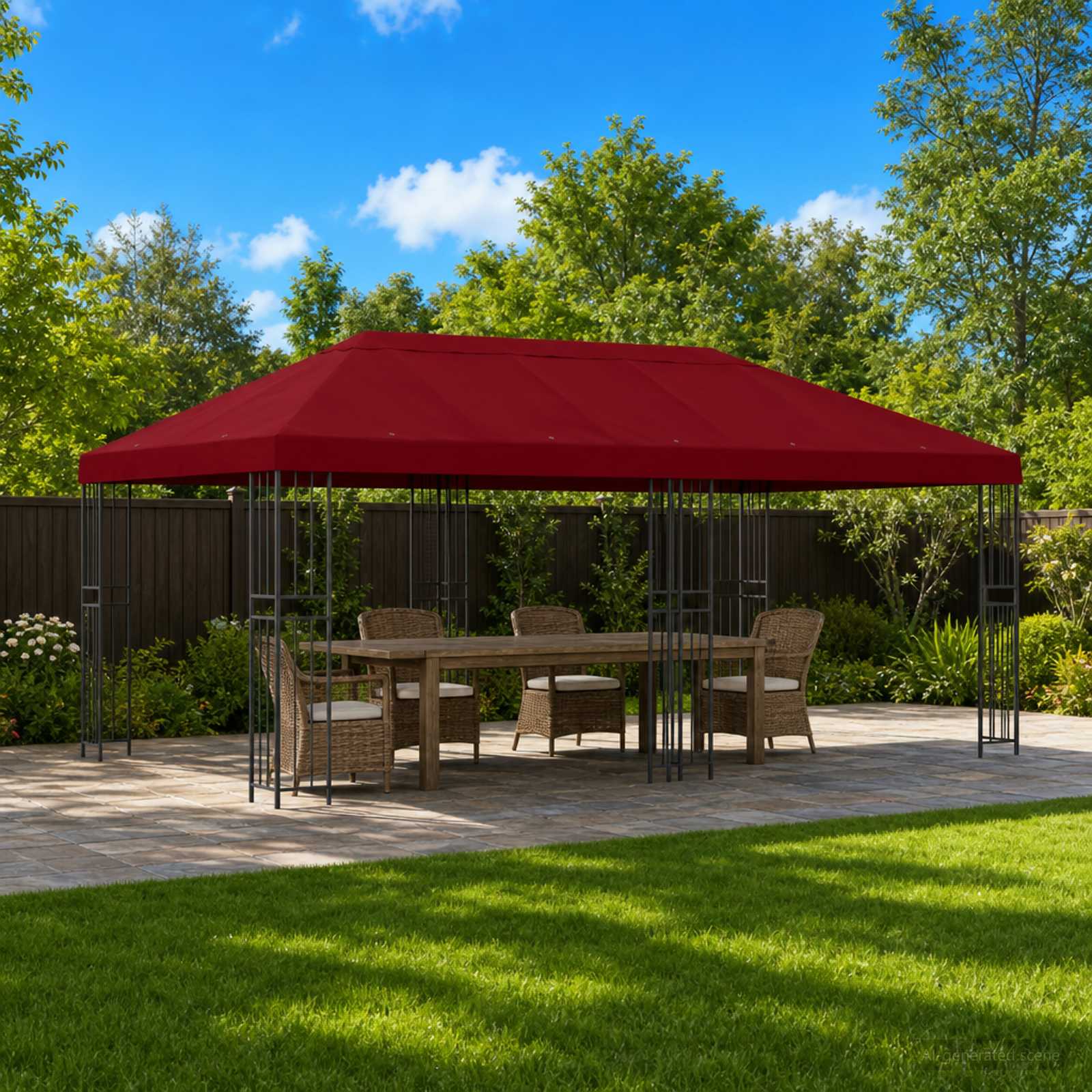 Pavillon mit Seitenwänden 6 x 3 m Beige Polyester und Stahl 190