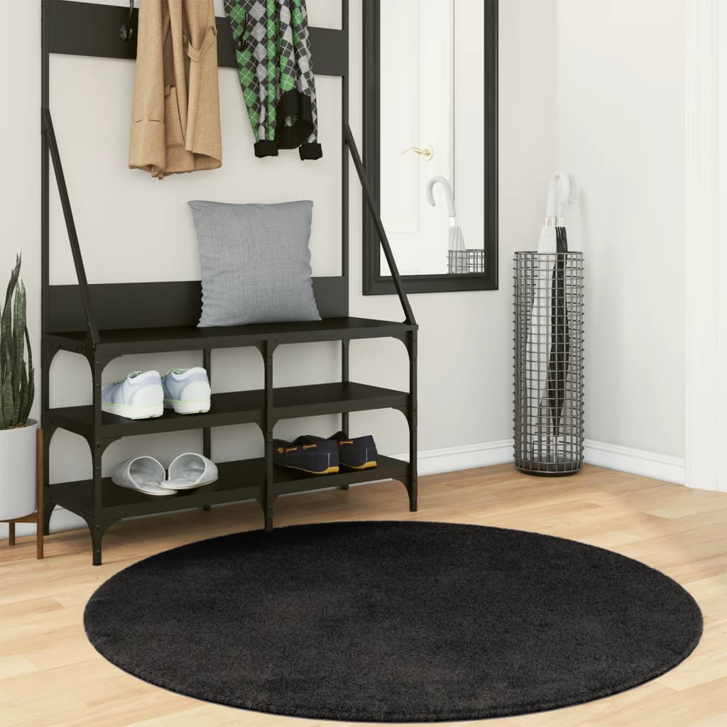 Teppich HUARTE Kurzflor Weich und Waschbar Anthrazit 60x110 cm