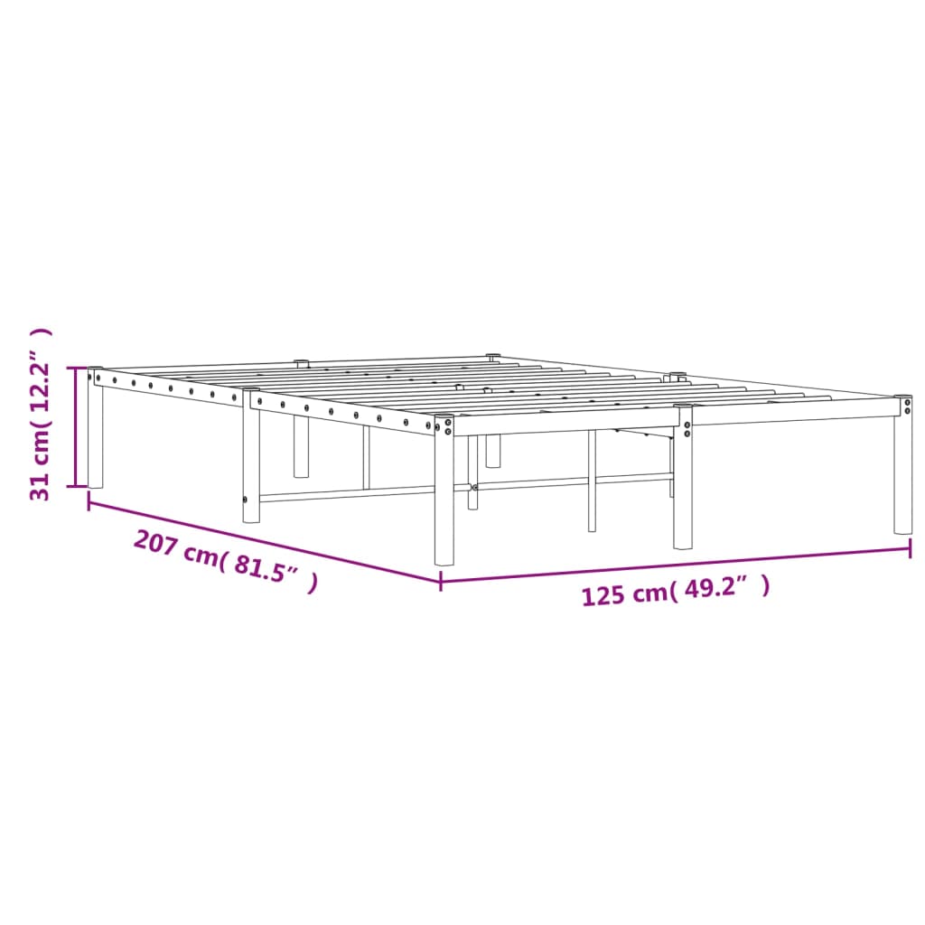 Bettgestell Metall Schwarz 75x190 cm