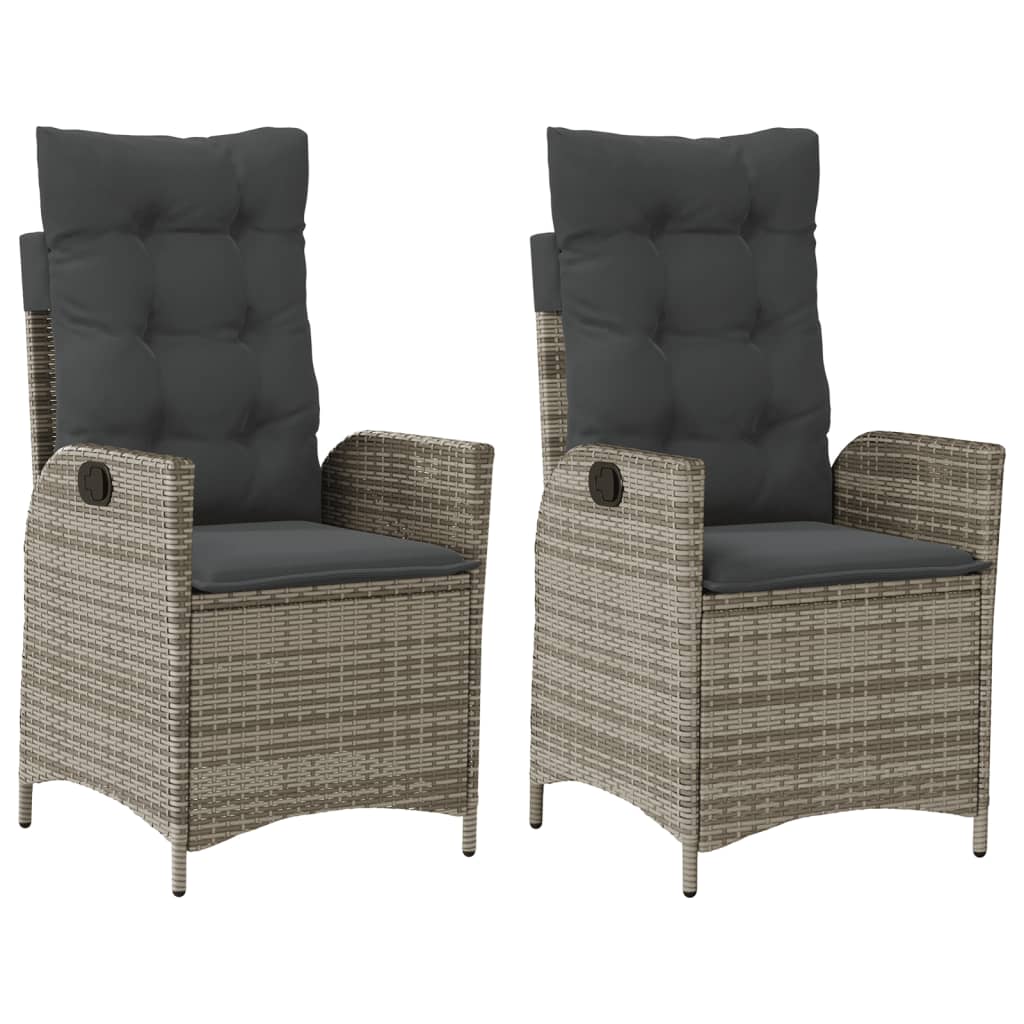 Gartensessel Verstellbar mit Kissen Schwarz Poly Rattan