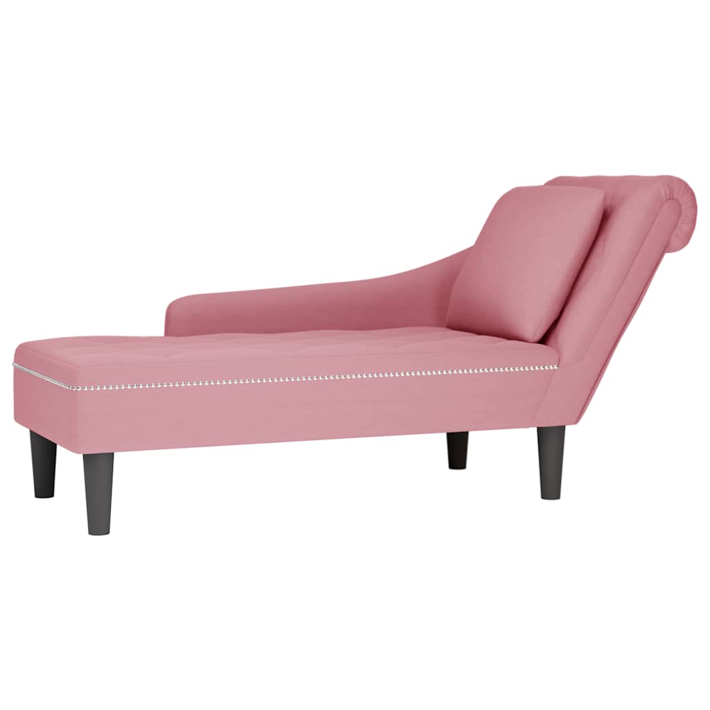 Chaiselongue mit Kissen und Rechter Armlehne Blau Samt