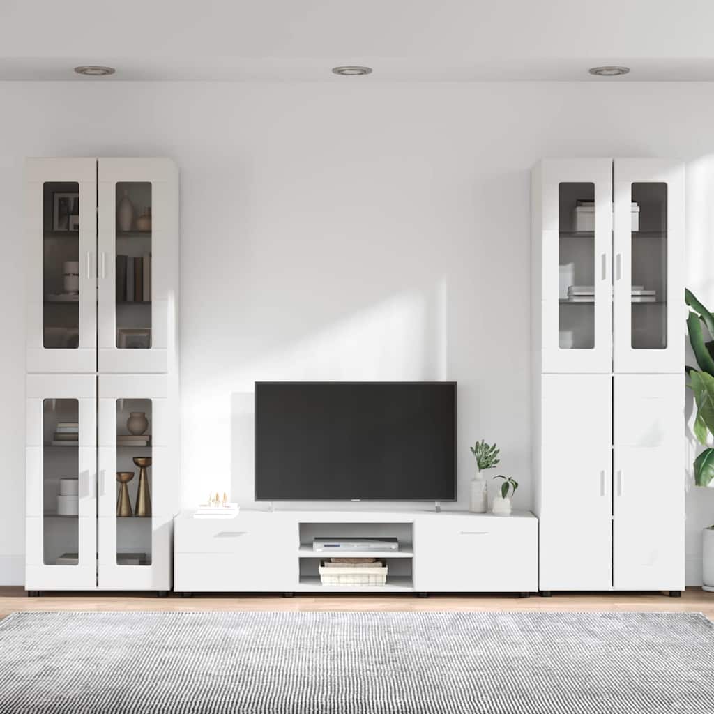 Highboard mit Regal FLORIN Weiß 60 x 35 x 182 cm Holzwerkstoff