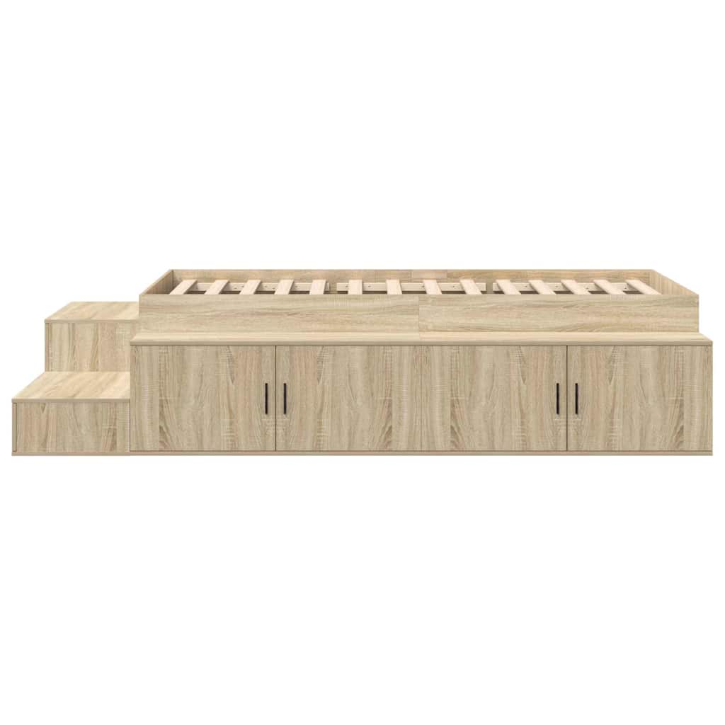 Aufbewahrungsbettgestell mit Speicher Weiß 80 cm Holzwerkstoff