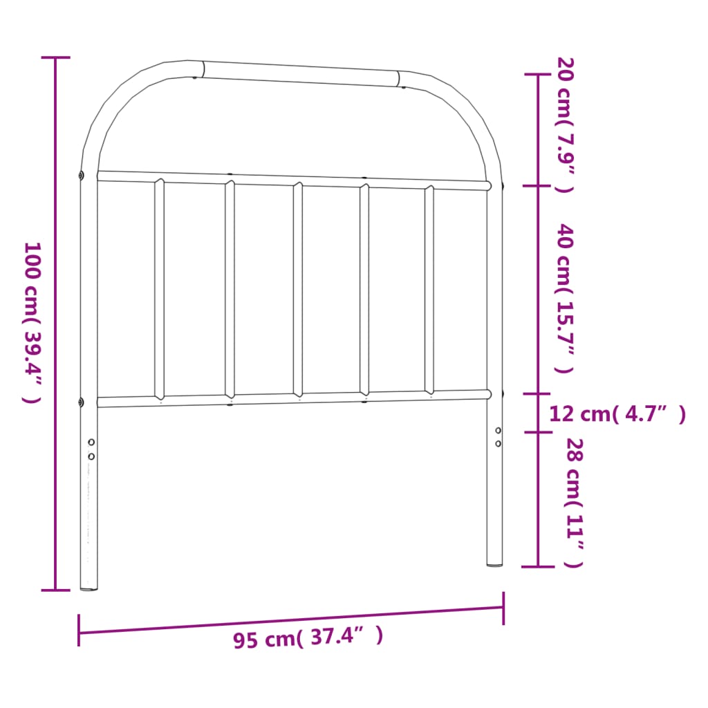 Ersatz-Kopfteil Metall Schwarz 75 cm