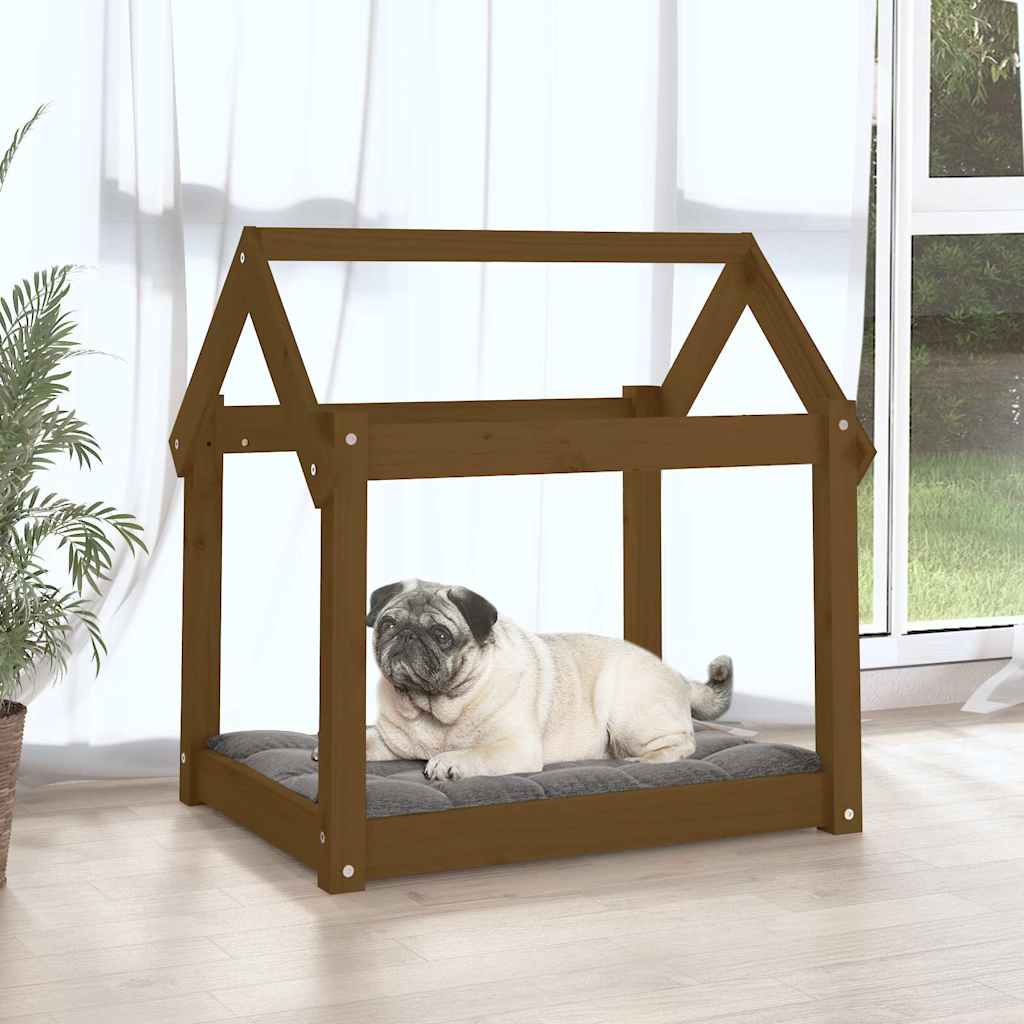 Hundebett Grau 61x50x70 cm Massivholz Kiefer