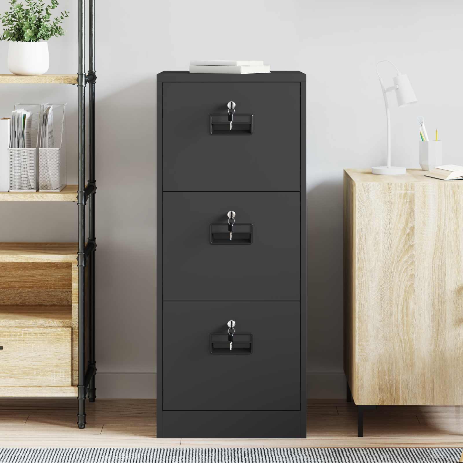 Aktenschrank 2 pcs Schwarz 44 x 50 x 139 cm Kaltgewalzter Stahl
