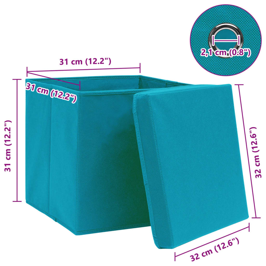 Aufbewahrungsboxen 4 Stk. Blau 32x32x32 cm Stoff