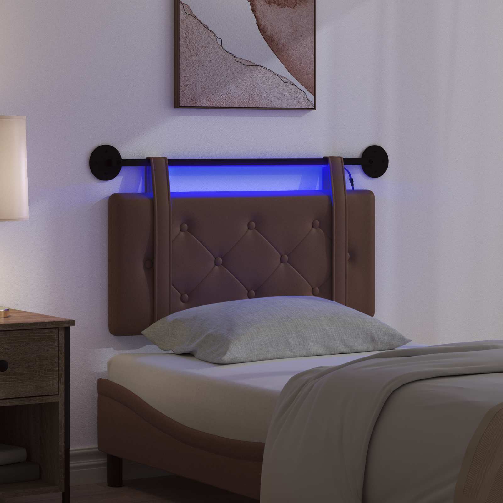 Hängendes Kopfteil Mit LED Licht Creme Kunstleder