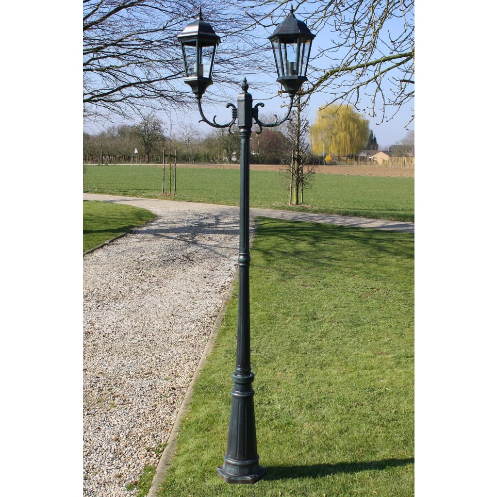 Gartenlaterne 3-flammig 230 cm Dunkelgrün/Schwarz Aluminium
