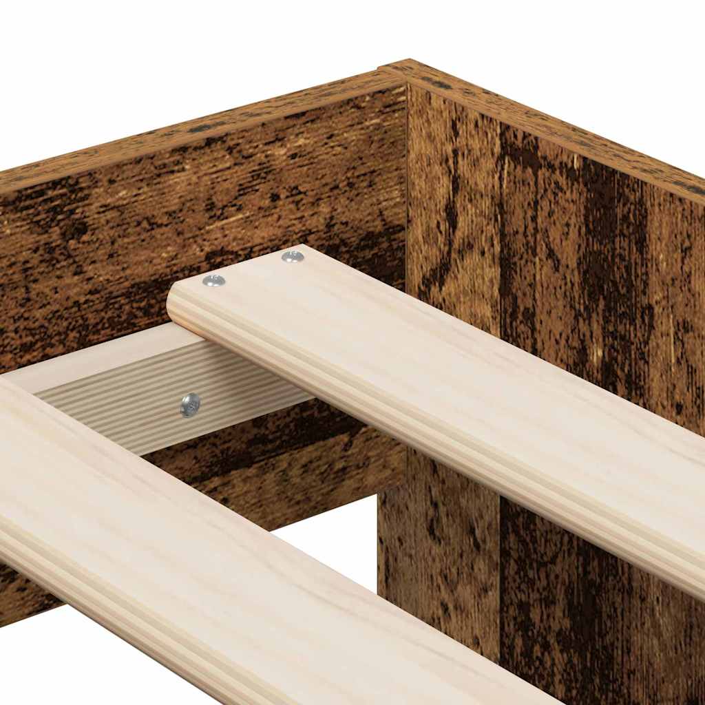 Aufbewahrungsbettgestell mit Speicher Weiß 80 cm Holzwerkstoff