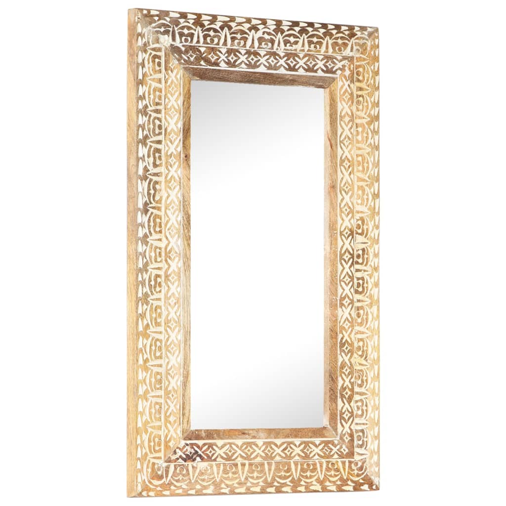 Spiegel Handgeschnitzt 50x50x2,6 cm Massivholz Mango