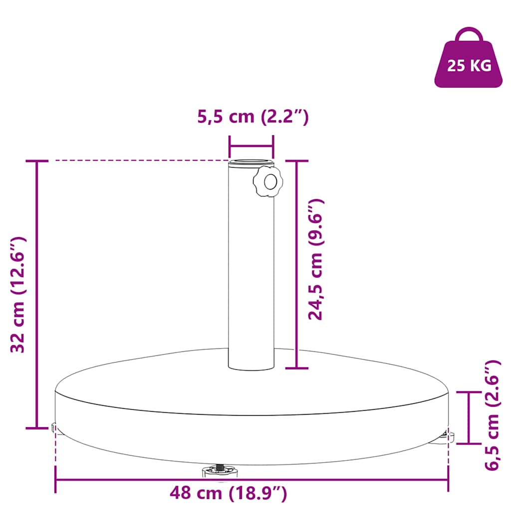 Sonnenschirmständer Dunkelgrau Holzlook 48 x 48 x 32 cm